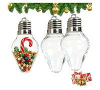 Yanonug Christmas Light Bulb Gift Jar With Mini Gift Box, Refillable Tree Hanging Decoration Container, DIY Christmas Ball Plastic Decorative Ball(2Pcs)