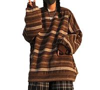 YANOOLH Women Harajuku Striped Jumper Sweater Pullover Oversize Plus Size Retro Knitted Sweatshirt Long Sleeve Tops, Yellow, Small