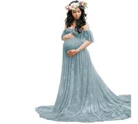 YANPINGJIA Formal Maternity Dress Breathable Acrylic Lace with Long Train Comfortable Wear for Photography Evening Gown Maternity Gown