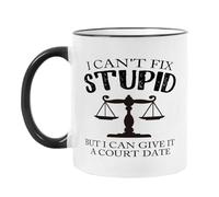 Yanprint Lawyer Judge Coffee Mug Gifts,I Can't Fix Stupid But I Can Give It A Court Date,Funny Witty Attorney US Court Feminist Law Judge Jury Legal Practitioner Defender Cup 11oz