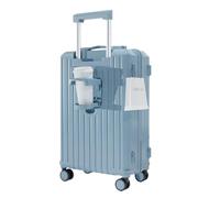 YANQIAO Carry-on Luggage with Cup Holder & USB Charging Port, Hard Side Luggage with Spinner Wheels, Lightweight Luggage for Travel, Business, School, Lake Blue, Carry-On 20-Inch, Luggage