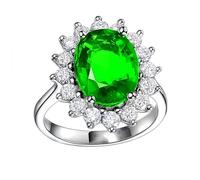 YANQSHM Crystal Ring, Sublime Birthstone Rings Inlay Oval Gemstone Statement Friendship Band Adjustable Eternity Engagement Band Sparkling Crystal Jewellery Gift for Women Men Emerald