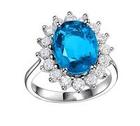 YANQSHM Crystal Ring, Sublime Birthstone Rings Inlay Oval Gemstone Statement Friendship Band Adjustable Eternity Engagement Band Sparkling Crystal Jewellery Gift for Women Men Aquamarine