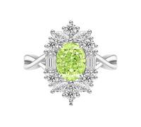YANQSHM Ladies Rings, Crown Wedding Ring Inlay Oval Gemstone Statement Celtic Knot Fidget Band Adjustable Engagement Band with Cubic Zirconia Crystal Jewellery Gift for Women Men Green Topaz