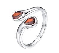 YANQSHM Ladies Rings, Exquisite Birthstone Ring with Droplet Cut Gemstone Simple Fidget Band Adjustable Eternity Engagement Band Balance Color Crystal Jewellery Gift for Women Men 01 Dark Red-Jan. G