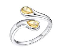 YANQSHM Natural Stone Rings, Droplet Color Crystal Ring with Teardrop Cut Gemstone Statement Chunky Fidget Band Adjustable Promise Wedding Band Balance Jewellery Gift for Women Men Yellow Topaz