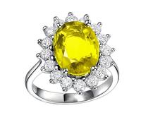YANQSHM Natural Stone Rings, Sublime Birthstone Rings Inlay Oval Gemstone Statement Friendship Band Adjustable Eternity Engagement Band Sparkling Crystal Jewellery Gift for Women Men Citrine