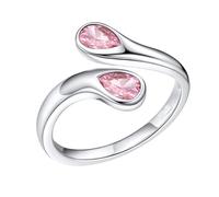 YANQSHM Ring for Women, Droplet Color Crystal Ring with Teardrop Cut Gemstone Statement Chunky Fidget Band Adjustable Promise Wedding Band Balance Jewellery Gift for Women Men Rose Quartz