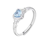 YANQSHM Silver Rings for Women 925, 925 Sterling Silver Heart Rings Vibrant Natural Crystal Band Adjustable Dainty Gemstone Promise Engagement Wedding Band Jewellery Gift for Her Blue Topaz