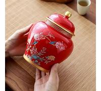 YANROSE 6.9inch Small Ginger Jars For Home Decor Ceramic Ginger Jar With Lid Decorative Jar Ancient Chinese Porcelain Tea Storage Containers (Color : Red)