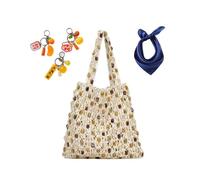 YANROSE Colorful Beaded Beach Tote Handbag, Boho Crochet Shoulder Bag For Women, Lightweight Summer Knit Hobo Purse & Travel Organizer