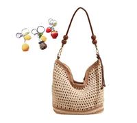 YANROSE Crochet Bags For Women Knitted Summer Woven Beach Shoulder Bag Bohemian Hollow Purses Shopping Vacation(S)