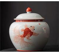 YANROSE Ginger Jar Tea Canister Ceramic Hand-painted Spice Sugar Kitchen Storage Caddy(Orange,L)