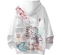 YANROSE Graphic Hoodies For Women Fairy Grunge Sakura Anime Hoodie Harajuku Y2K Hoodies Kawaii Cute Baggy Hoodie Long Sleeve Sweatshirt Kawaii Clothes (Color : White, Size : L)