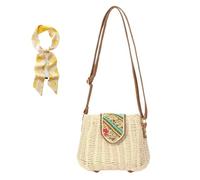 YANROSE Straw Bag Beach Summer Purses For Women Vacation Handbags Woven Crossbody Bags(Beige)