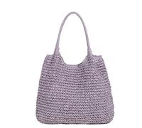 YANROSE Straw Bag Seaside Vacation Women's Summer Large Capacity Simple Casual Commuter Underarm Bag(Purple)