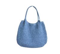 YANROSE Straw Bag Seaside Vacation Women's Summer Large Capacity Simple Casual Commuter Underarm Bag(Blue)