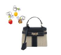 YANROSE Straw Bags For Women 2025 Summer Clutch Woven Beach Crossbody Purse Vacation Handbags(Black)
