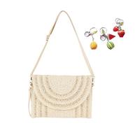 YANROSE Straw Bags For Women 2025 Woven Purse Beach Envelope Clutch Wallet(Beige)