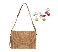 YANROSE Straw Bags For Women 2025 Woven Purse Beach Envelope Clutch Wallet(Brown)