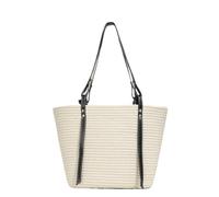 YANROSE Straw Beach Shoulder Bag Cotton Woven Tote Handbag Ladies Summer Holiday(Beige)