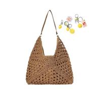 YANROSE Straw Beach Shoulder Bag Summer Woven Handbag Boho Knit For Women(Coffee)