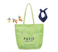 YANROSE Straw Mesh Beach Tote, Womens Shoulder Handbag(Green)