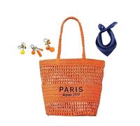 YANROSE Straw Mesh Beach Tote, Womens Shoulder Handbag(Orange)