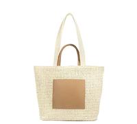 YANROSE Straw Tote Bag Large Capacity Women's Summer Seaside Vacation Handbag Shoulder Bag(Beige)