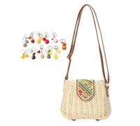 YANROSE Straw Woven Crossbody Bags Beach Summer Purses For Women Vacation Handbags(Beige)