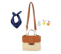 YANROSE Summer Mini Straw Beach Clutch Shoulder Purse, Top Handle Small Straw Woven Crossbody Bag For Women(Beige)