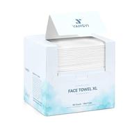 Yansyi Face Towels, 10"x12" Disposable Face towel, 90g/m² Extra Thick, Ultra soft Biobased Cleansing Cloth, Disposable Makeup Remover Dry Wipes, Facial Tissues for Sensitive Skin, 50 Ct, 1 Pack