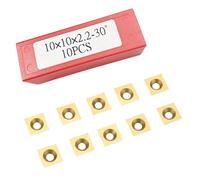 YANSYUAN Titanium-Coated Tungsten Carbide Replacement Inserts for CNC Spoilboard Surfacing Router Bits & Wood Turning Tools, Square 10x10x2.2mm, 30 Degree Cutting Angle, Durable Carbide Blades,10 PCS