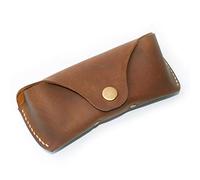 Yantahms Handmade Crazy Horse Leather Glasses Case Sunglasses Holder, Hand-Stitched Vintage Eyeglass Case Durable Eyewear Protector with Snap Closure