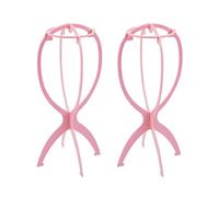YANTAISIYU 2pcs 14.2 Inches Wig Stands Holders Portable Travel Wig Head Stand for Women Wigs Display Stand (Pink)