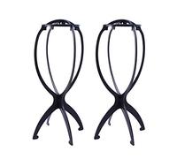 YANTAISIYU 2pcs 14.2 Inches Wig Stands Holders Portable Travel Wig Head Stand for Women Wigs Display Stand (Black)