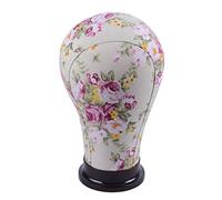 YANTAISIYU Canvas Block Wig Head Mannequin Manikin Head Wigs Making Display Head (Pink Flower 22 Inch)