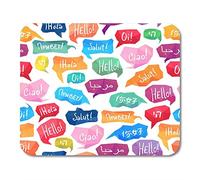 Yanteng Mouse Pads Mouse Pads Culture Speech Bubbles Hello on Different Languages Pattern Travel Mouse pad for Notebooks, Desktop Computers Accessories Mini Office Supplies Mouse Mats