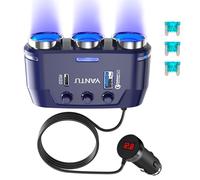 YANTU Cigarette Lighter Adapter, Car Charger Adapter 3 Socket Cigarette Lighter Splitter with LED Voltage Display PD/QC 3.0 Charger On/Off Switches 120W 12V Car Splitter Adapter for All car Devices