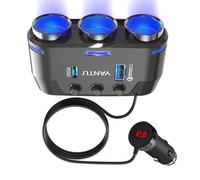 YANTU QC3.0&PD 40W Cigarette Lighter Adapter, 3-Socket 140W Car Cigarette Lighter Splitter with 12v Usb Outlet,Car Charger Adapter with Double/Dual/Usb C Charger Multi Port/Plug Outlet for Car Devices