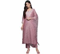 Yanustuti Kurta set for women party wear indian dress kurti palazzo set with dupatta salwar kameez suit for women tunic top, Mauve-2, L