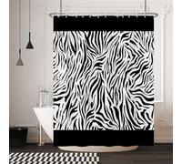 Yanutan Black White Stripes Shower Curtain,Zebras Print Shower Curtain Set for Bathroom,Modern Fashion Fabric Bath Curtain with Hooks, 72x72in