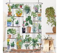 Yanutan Boho Plant Wall Shower Curtain, Spring Green Plants Flower Shower Curtain Set for Bathroom, Natural Arboretum Botanical Garden Fabric Bath Curtain with Hooks, 72x72inches