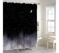 Yanutan Midnight in The Mist Shower Curtain, Starry Sky Moonlit Night Shower Curtain Set for Bathroom, Fabric Bath Curtain with Hooks, 60x72inches