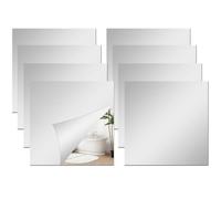 YANWANDEFA 8 Pcs Self-Adhesive Mirror Tiles 15 x 15 cm Stick on Wall Mirrors Sheets 0.2mm Thick Non-glass Mirror for Home Decor Bathroom Bedroom Wardrobe