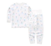 YANWANG 100% Cotton Baby Boys Girls Pajamas Set Long Sleeve Sleepwear(White Rabbit,3-4 T)