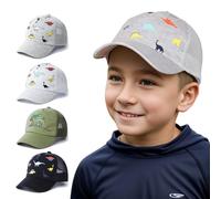 YANWANG Baby Baseball Cap Breathable Adjustable Toddler Sun Hat Dinosaur Solid Color Caps for Kids Boys Girls(Grey Dinosaur,L)
