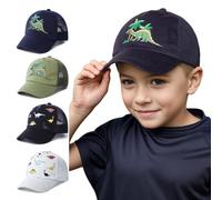 YANWANG Baby Baseball Cap Breathable Adjustable Toddler Sun Hat Dinosaur Solid Color Caps for Kids Boys Girls(Navy Dinosaur,L)