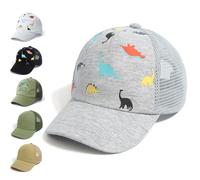 YANWANG Baby Baseball Cap Breathable Adjustable Toddler Sun Hat Dinosaur Solid Color Caps for Kids Boys Girls(Grey Dinosaur，M)