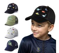YANWANG Baby Baseball Cap Breathable Adjustable Toddler Sun Hat Dinosaur Solid Color Caps for Kids Boys Girls(Black Dinosaur，M)